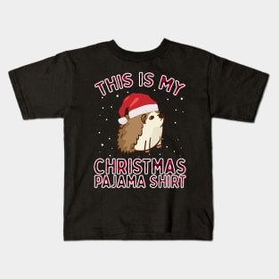 Funny Cute Christmas Hedgehog Gift - Pajamas Santa Hat Xmas Kids T-Shirt